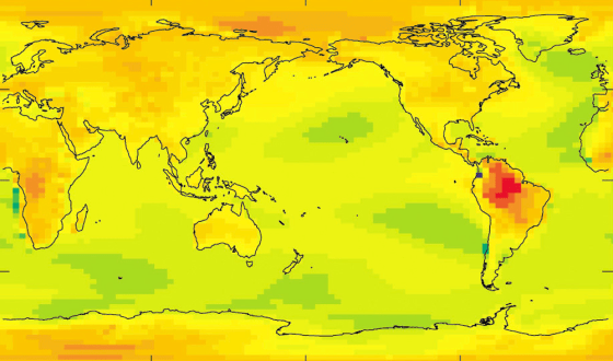 This global map shows the most extreme scenario produced during ClimatePrediction.net's experiment. The red and yellow areas indicate average temperature increases as high as 20 degrees Fahrenheit (11 degrees Celsius).