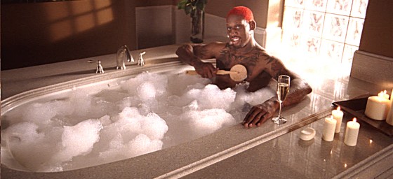Retired basketball star Dennis Rodman stars in an ad for Silestone quartz surfacing.