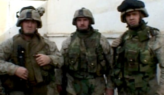 Sgt. Sam Pennock and Cpl. David Kammerer, of the U.S. Marines, and HM2 Nathan McDonell, of the U.S. Navy.