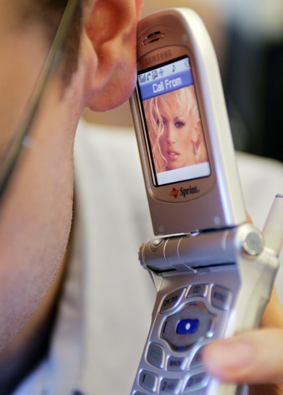 Cell phone displaying picture of porn star Jameson