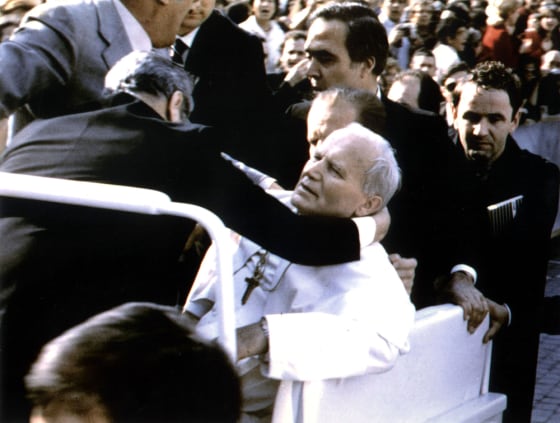 POPE JOHN PAUL II LIES INJURED AFTER BEING SHOT BY TURKISH GUNMAN MEHMET ALI AGCA IN THIS 13MAY1981 FILE PHOTO