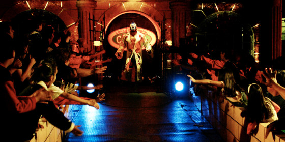 fo/luchalibre 2/23/05 twp/andrea bruce woodall Dr. Wagner walks to the ring before the final round of Lucha Libre Mexican wrestling at the Arena Coliseo in Mexico City.