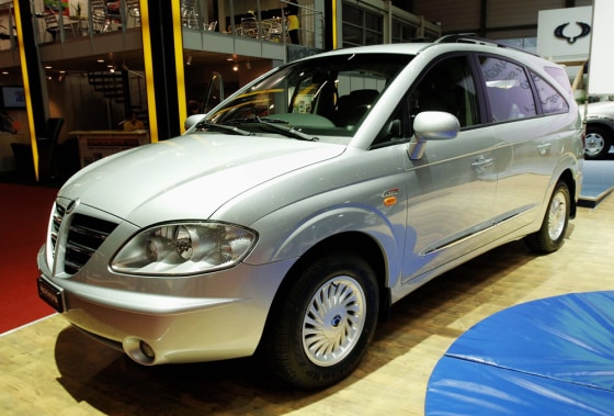 The Ssangyong Rodius is on display at the Geneva Motor Show