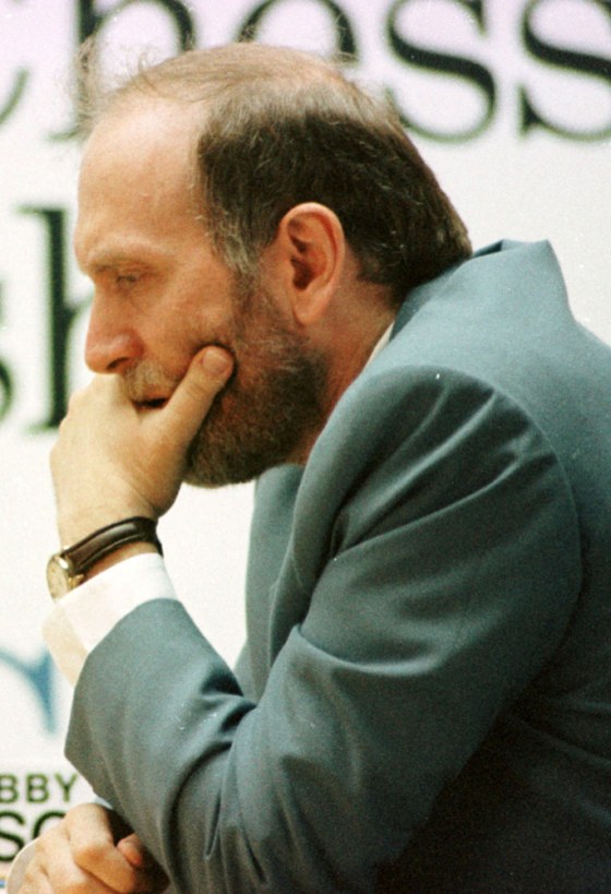File photo shows former world chess champion Bobby Fischer at September 1992 match against Spassky in Yugoslav resort of Sveti Stefan