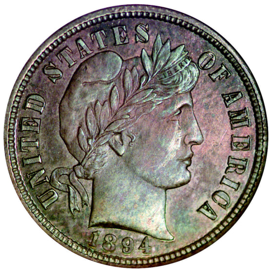 This pristine-condition rare dime made in 1894 at the San Francisco Mint sold Monday for $1,322,500 at a rare coin auction in Baltimore, Md.