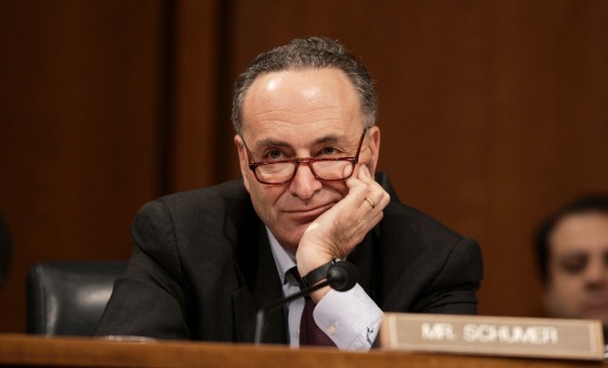 Sen. Charles Schumer, D- N.Y. accused GOP leaders Monday of "twisting arms" to try to kill his amendment.