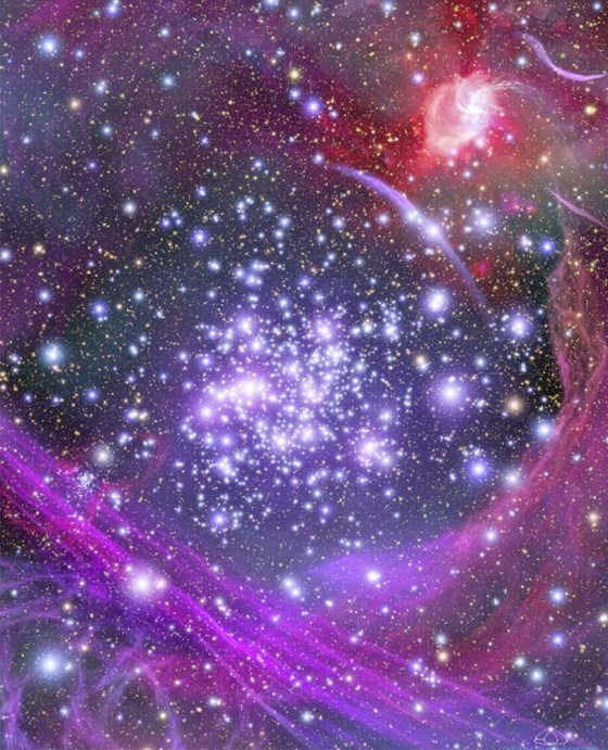 This artist's impression shows how the Arches star cluster would look from the center of our galaxy.