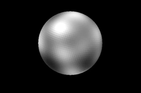 This computer-enhanced picture, based on imagery from the Hubble Space Telescope, represents the best effort to show Pluto's surface features.