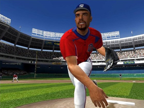 The Nationals take the field at Washington's RFK stadium in this screenshot from "MVP Baseball 2005."