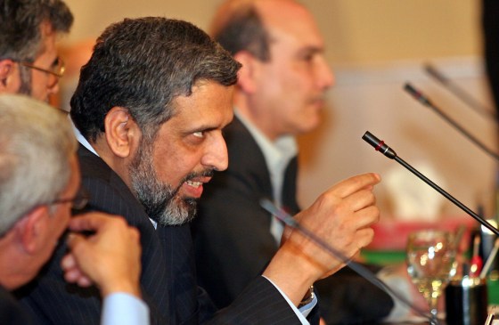 Ramadan Shalah, a high official of the Islamic Jihad, speaks during a meeting of Palestinian factions in Cairo, Egypt