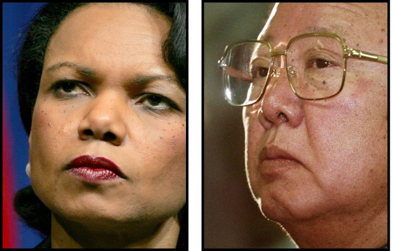 Rice, left and Kim Jong Il