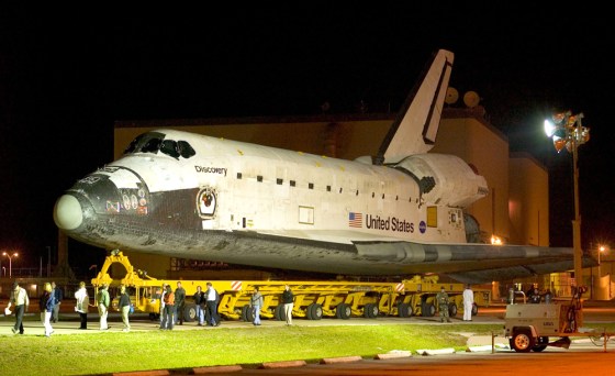 Space Shuttle Discovery Moves To VAB