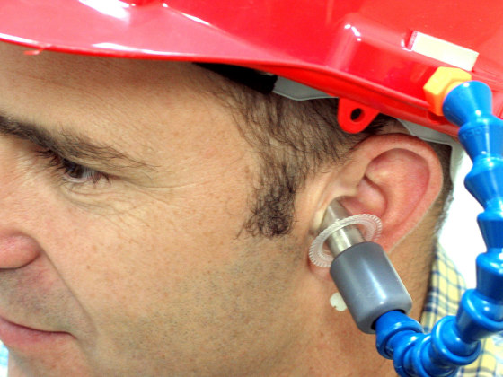 Researcher wears a brain-monitoring hard hat at the Australian National University in Canberra