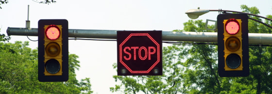 This 'smart' intersection in McLean, Va., was designed by the Virginia Technical Transportation Institute and includes traffic signals as well as an advanced traffic controller system.