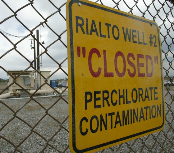 The town of Rialto, Calif., population 91,000, has had to close six of its 13 water wells due to perchlorate contamination.