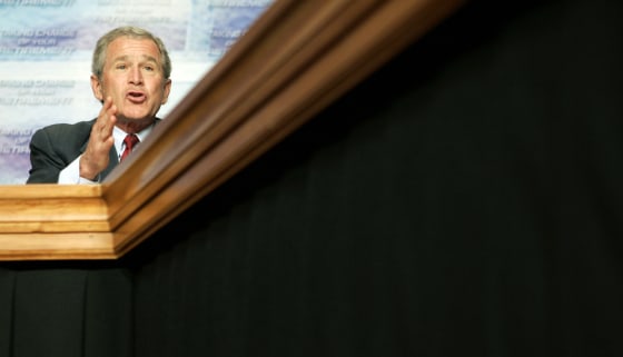 U.S. President George W. Bush speaks at a round table conversation on Social Security reform in Galveston