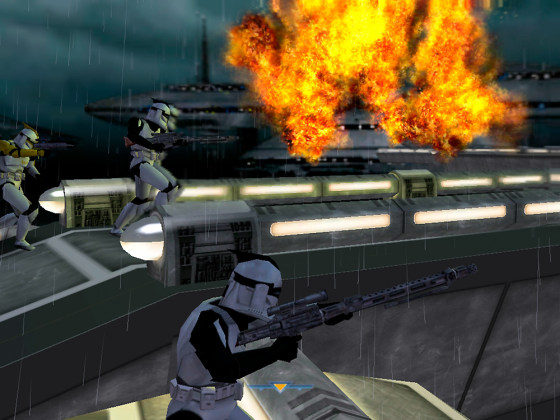 This image is from the video game "Star Wars Battlefront." The game has players wage war on the ice planet Hoth and other locations.