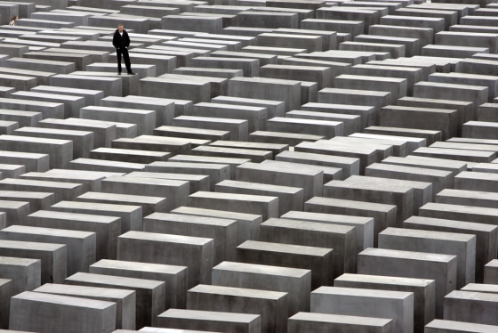 Germany's Holocaust Memorial is made up of charcoal-colored concrete slabs.