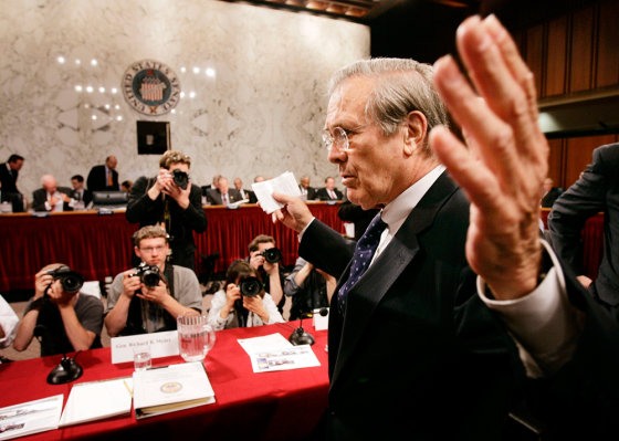 Rumsfeld Attends A Defense Base Closure And Realignment Commission Meeting