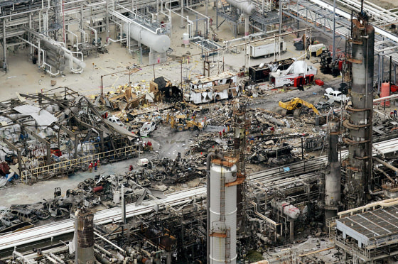 A birds eye view of the wreckage at the