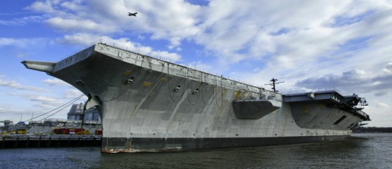 The aircraft carrier USS America in Philadelphia on March 2. The warship served the Navy for 32 years.