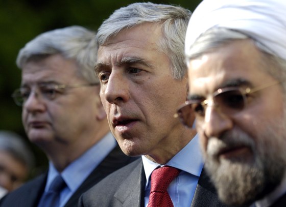 EU ministers and officials and Iran's chief nuclear negotiator give news conference after three hours of talks on Tehran's nuclear plans in Geneva