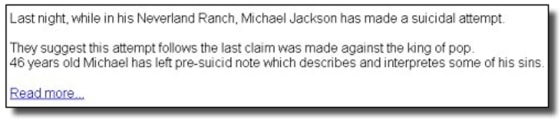 An example of the e-mail with a link to a rogue Web site.