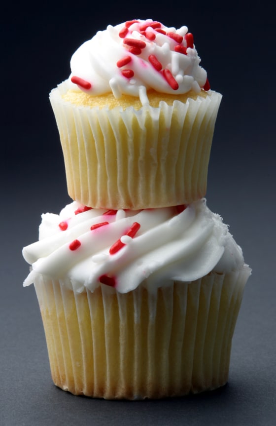 Miniature foods, such as this petite cupcake, are popular despite costing the same as their bigger siblings.