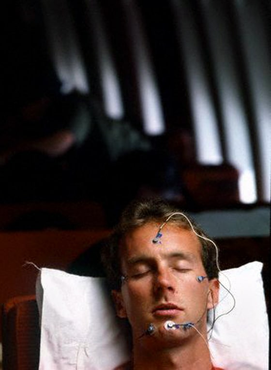 Student Being Monitored During Jet Lag Study