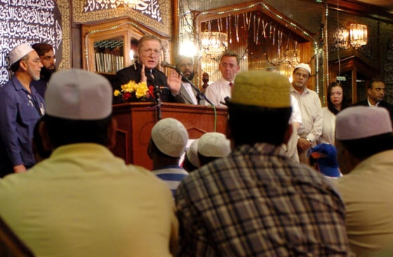 Metropolitan Police Commissioner Sir Ian Blair addresses Muslims at a mosque in east London on Friday, urging them to "seize the moment" and mount a campaign to counter terrorism and attacks like the one in London on July 7.