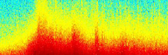 A color-coded graph shows the rise and gradual subsidence of underwater sound from the earthquake that touched off an Asian tsunami last December.