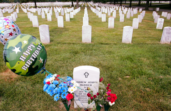 Martell's makes markers like this one, adorning the grave of a fallen American soldier at Arlington National Cemetery in Arlington, Va.