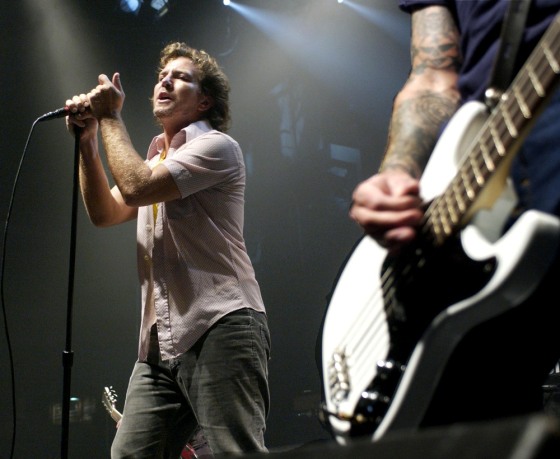 Singer Eddie Vedder performs at Ramones 30th anniversary party in Los Angeless