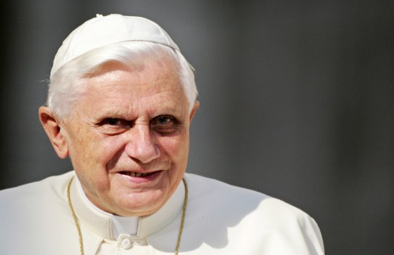 Pope Benedict XVI smiles as he arrives o