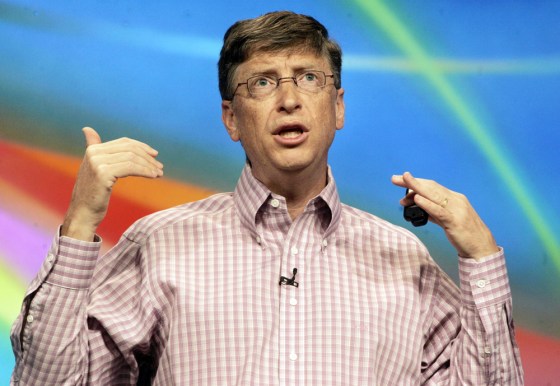 Microsoft chairman Bill Gates speaks to software developers in Los Angeles