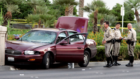 Las Vegas police at the scene of Wednesday's deadly crash.