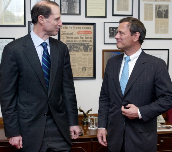 Senator Ron Wyden meets with Supreme Court nominee John Roberts on Capitol Hill
