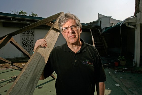 Stephen Richer, president of Congregation Beth Israel, stands outside the synagogue on Friday in Biloxi, Miss. The most important holidays in the Jewish calendar arrive as Jewish evacuees are scattered throughout the country.