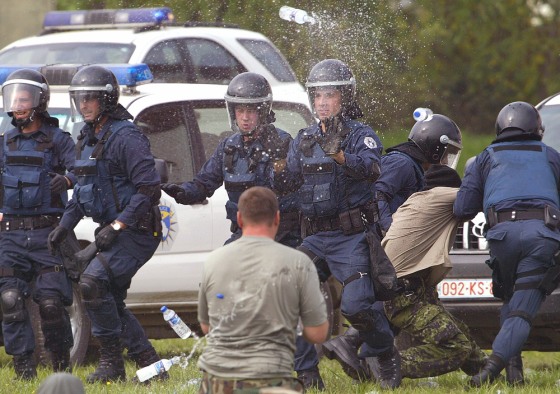 NATO and Kosovo police stage joint riot-control exercise