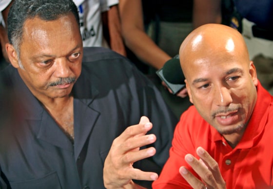 Rev Jackson and with New Orleans Mayor Nagin talk in Metairie