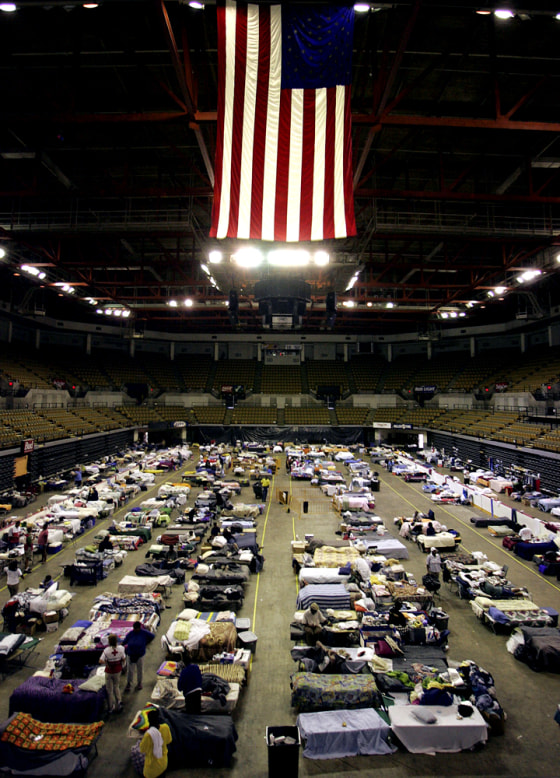 The Red Cross shelter in Baton Rouge, La., is one of the shelters still housing a total of about 22,000 people.