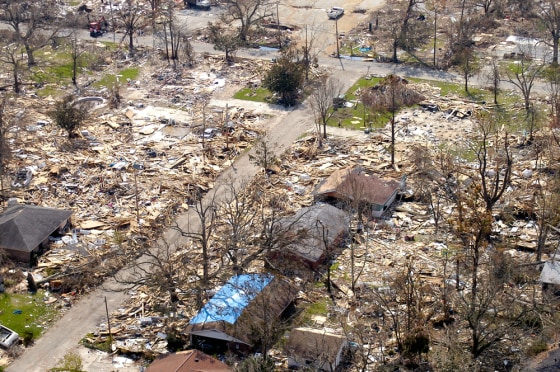 Damage from Hurricane Katrina is seen in Gulport, Miss. This year's Atlantic storm season was so active it stretched forecasters beyond the normal list of names and racked up more storm deaths and destruction than the previous 10 years combined