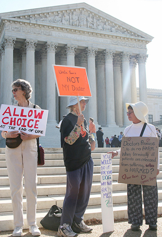 Demonstrators representing the organizat