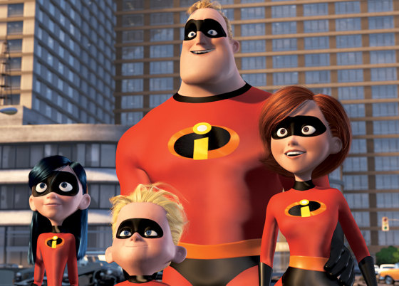 VIOLET PARR, DASHIEL \"DASH\" PARR, MR INCREDIBLE, AND ELASTICGIRL