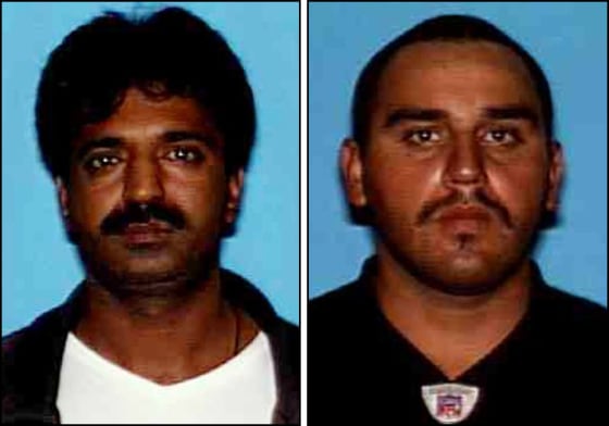 Ishtiaq Hussain, 38, left, and Jose Antonio Barajas, 22, seen in this undated photo, were taken into custody by police Tuesday after an exchange of gunfire on the American side of the U.S.-Canadian border in Blaine, Wash.