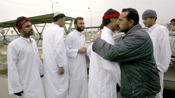 An Iraqi man receives a relative release