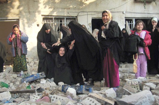 WOMEN MOURN BOMB SCENE