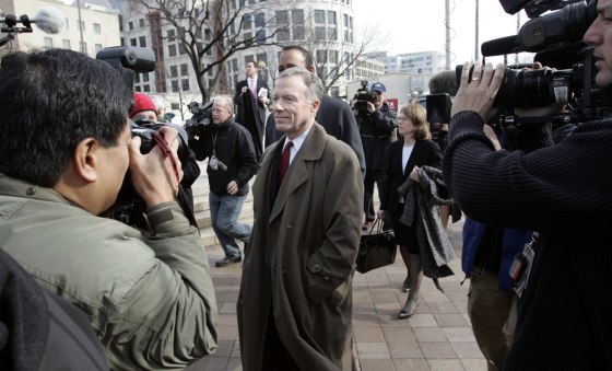 I. Lewis "Scooter" Libby, former chief of staff for Vice President Dick Cheney, leaves federal court after a hearing in Washington on Friday.