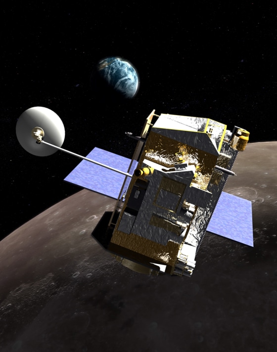 The Lunar Reconnaissance Orbiter, shown in this artist's conception, will survey the lunar surface, develop better data about the moon's water ice resources and characterize the radiation environment.