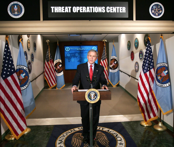 US President George W. Bush speaks to th